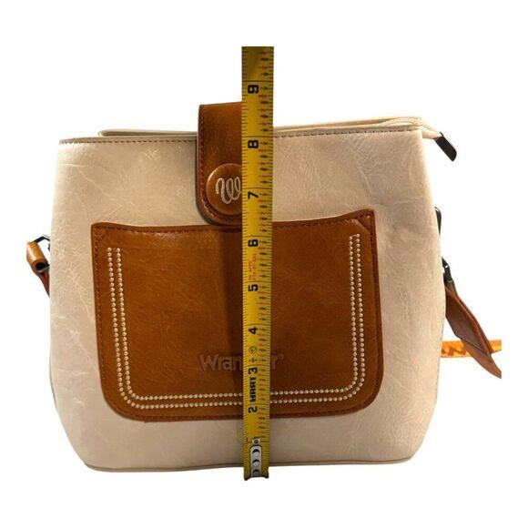 Wrangler Crossbody Bag Front Pocket Country Western Purse Brown Beige Pocketbook - Picture 5 of 10